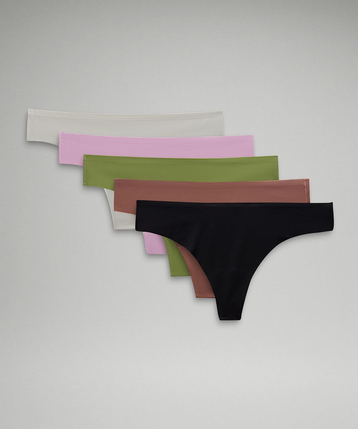 Sous Vêtement Lululemon InvisiWear Mid-Rise Thong Femme Noir Beige Rose Vert | FR_LuLu62053