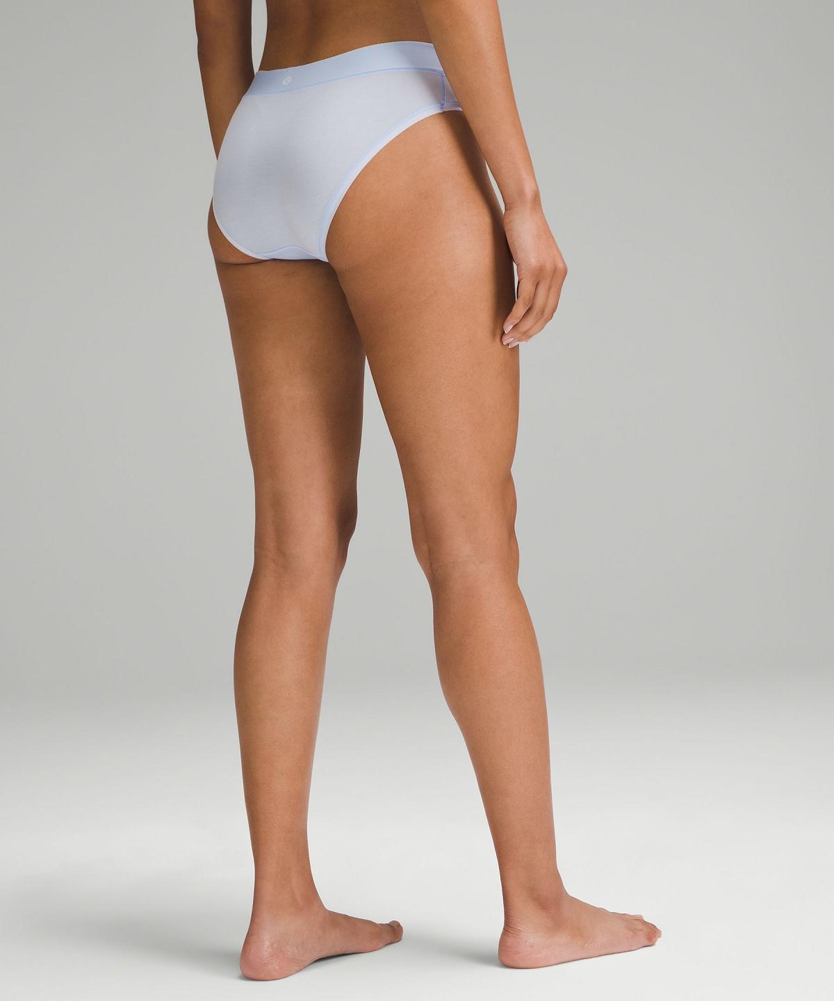 Sous Vêtement Lululemon UnderEase Mid-Rise Bikini Femme Stripes Blanche Noir | FR_LuLu68860