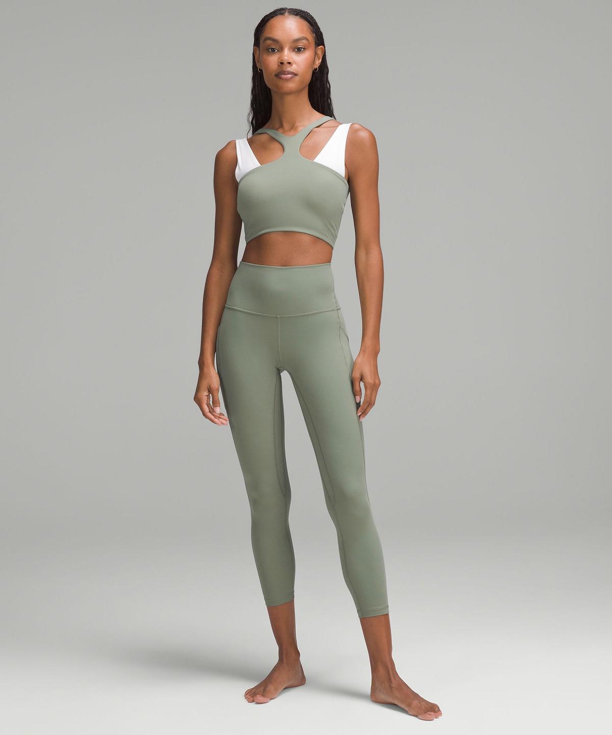 Soutien Gorge Sport Lululemon Bend This V and Racer Femme Grise Vert | FR_LuLu77325