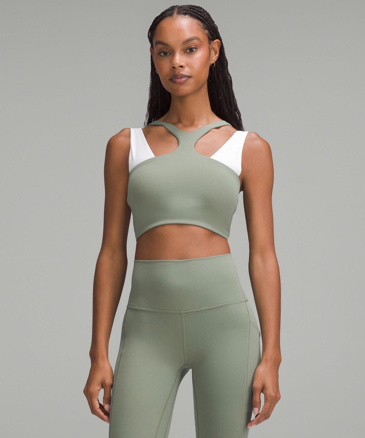 Soutien Gorge Sport Lululemon Bend This V and Racer Femme Grise Vert | FR_LuLu77325