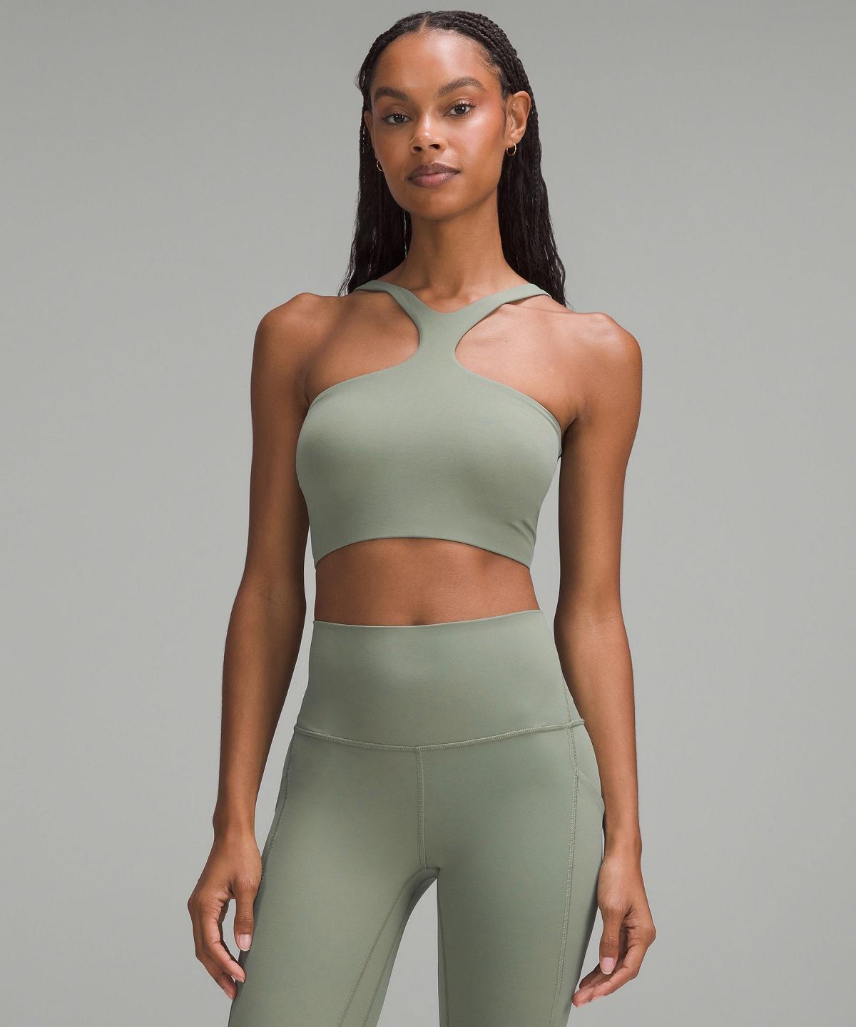 Soutien Gorge Sport Lululemon Bend This V and Racer Femme Grise Vert | FR_LuLu77325