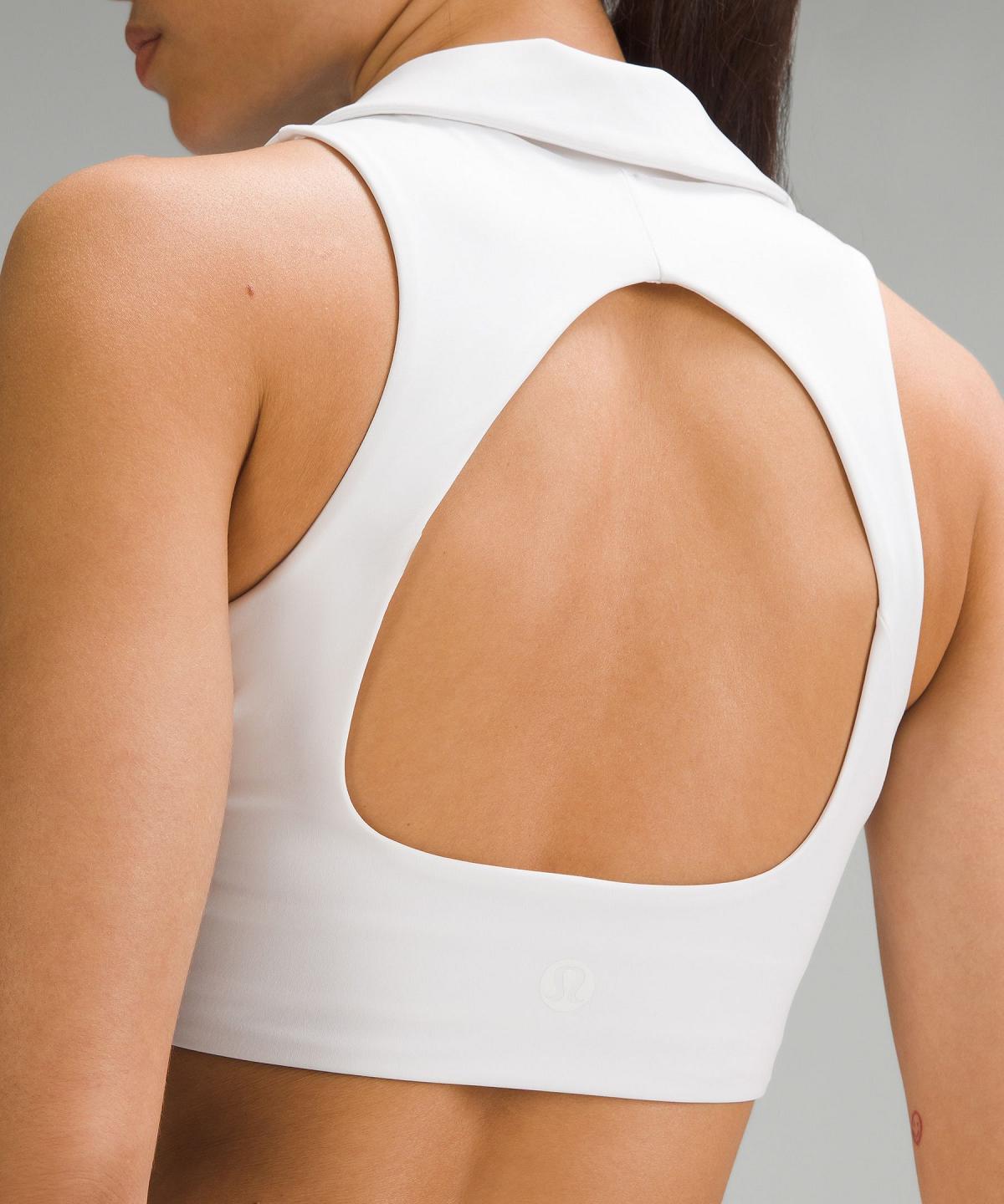 Soutien Gorge Sport Lululemon Collared Tennis Longline Femme Blanche | FR_LuLu76145