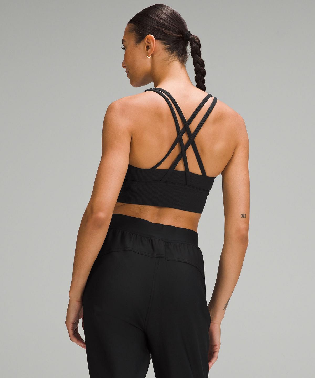 Soutien Gorge Sport Lululemon Energy Ribbed Longline Medium Support, B–D Cups Femme Noir | FR_LuLu28414