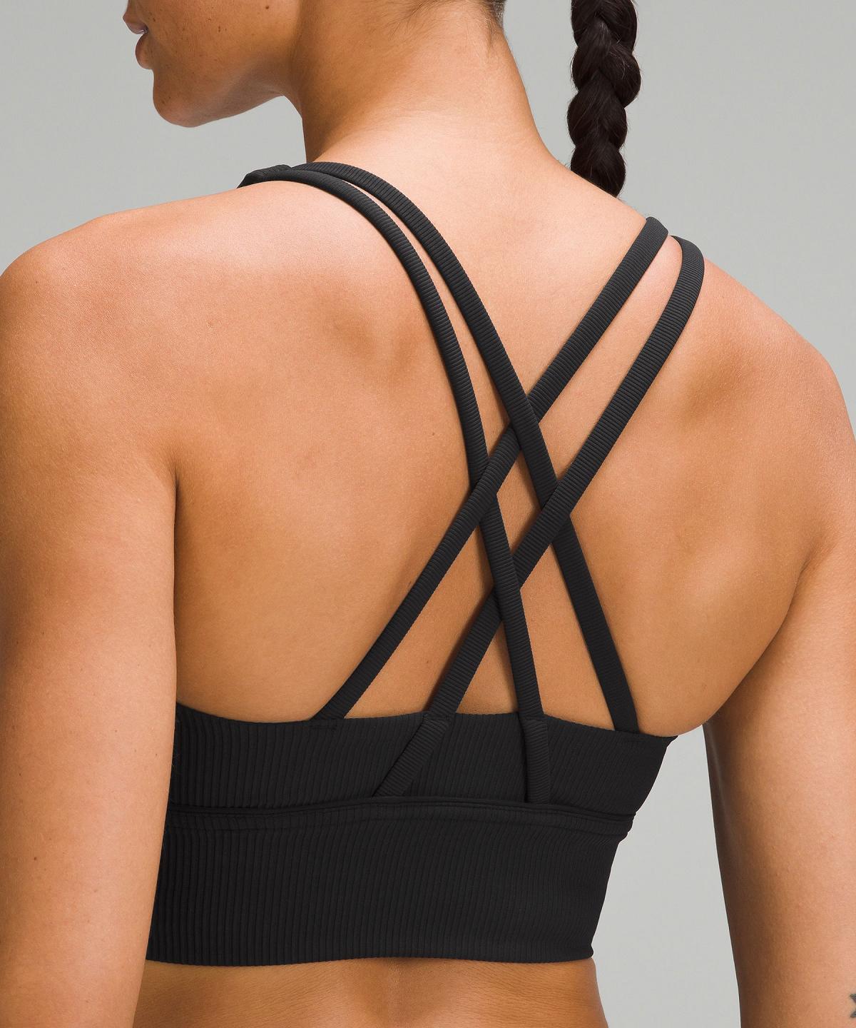 Soutien Gorge Sport Lululemon Energy Ribbed Longline Medium Support, B–D Cups Femme Noir | FR_LuLu28414