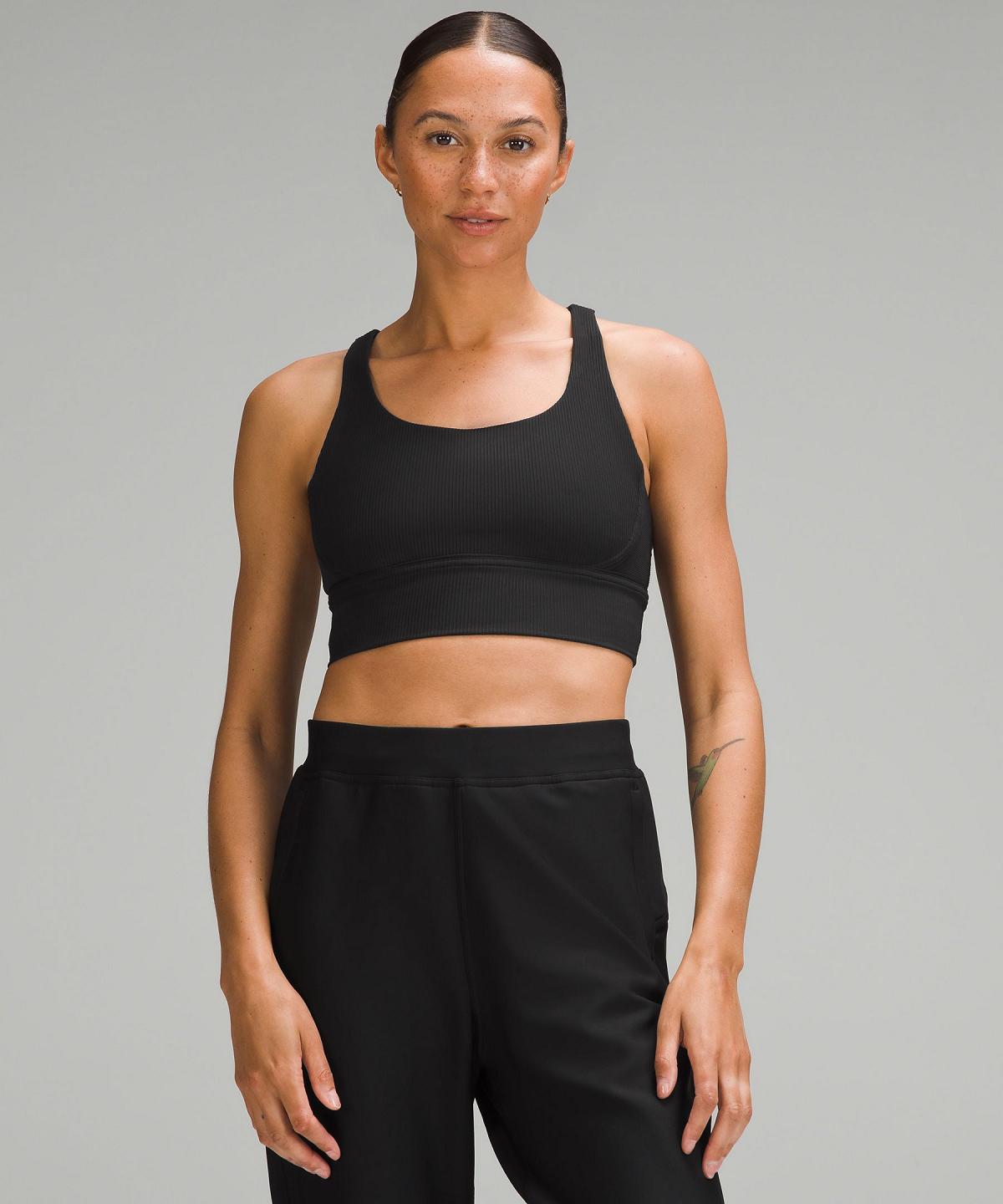 Soutien Gorge Sport Lululemon Energy Ribbed Longline Medium Support, B–D Cups Femme Noir | FR_LuLu28414