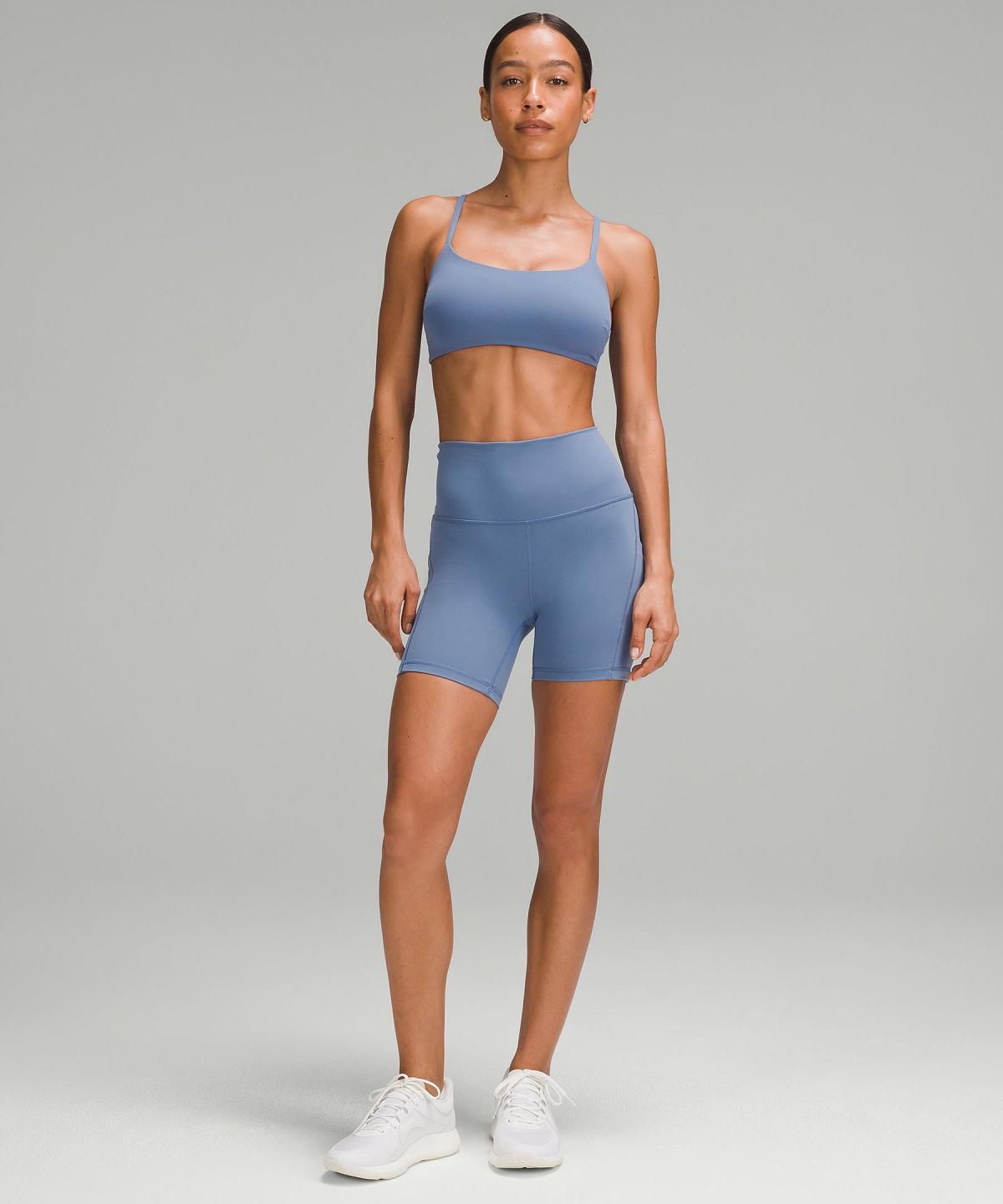 Soutien Gorge Sport Lululemon Wunder Train Strappy Racer Femme Bleu | FR_LuLu34742