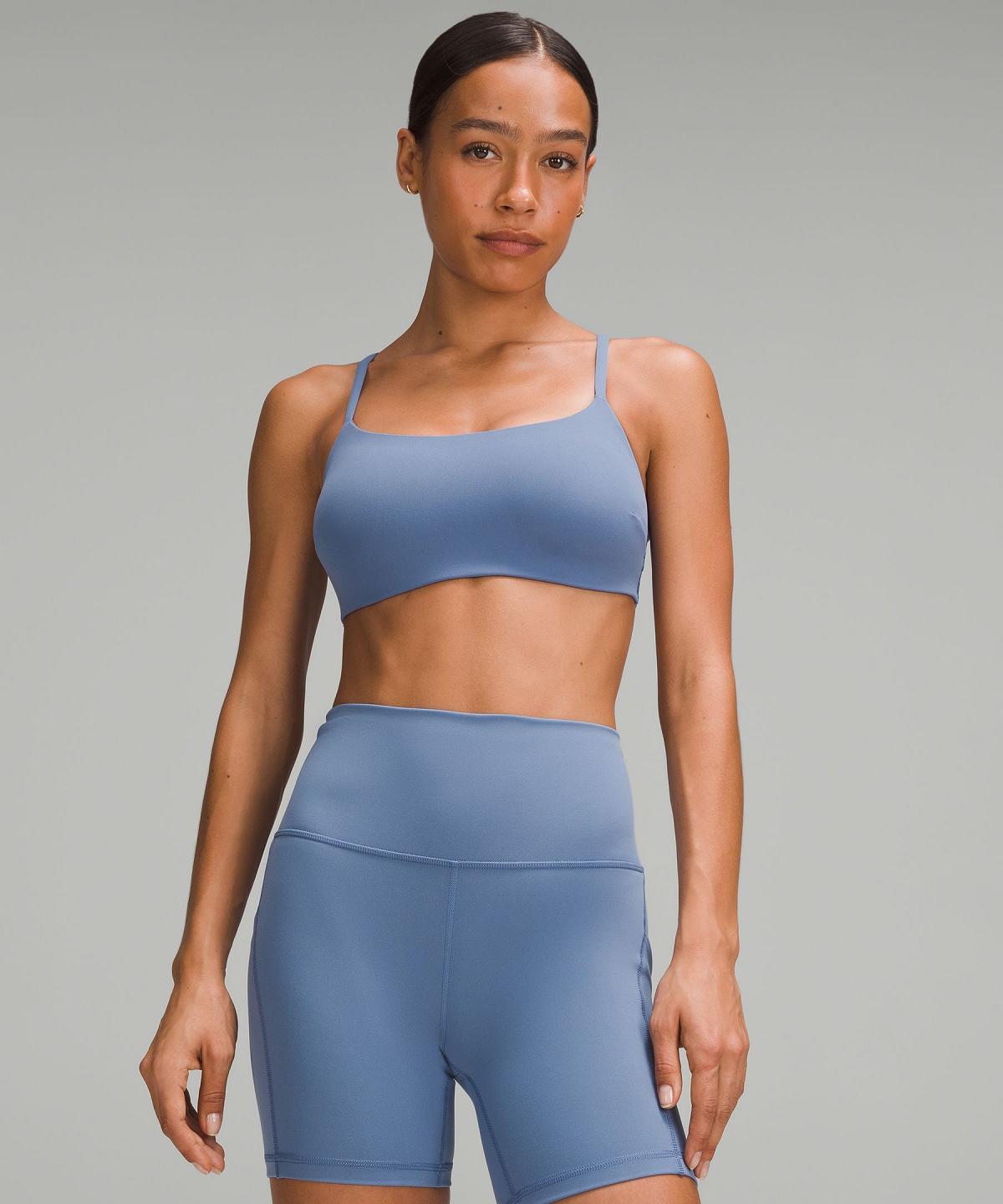 Soutien Gorge Sport Lululemon Wunder Train Strappy Racer Femme Bleu | FR_LuLu34742