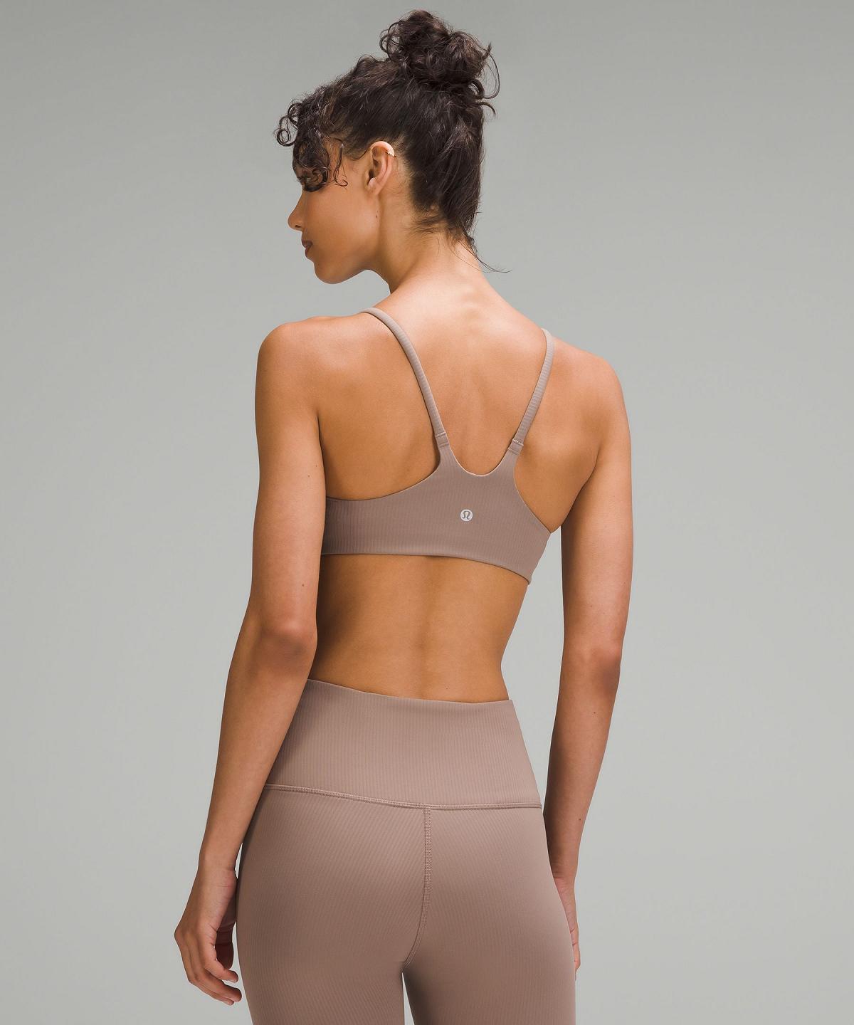 Soutien Gorge Sport Lululemon Wunder Train Strappy Racer Ribbed Femme Marron | FR_LuLu11457