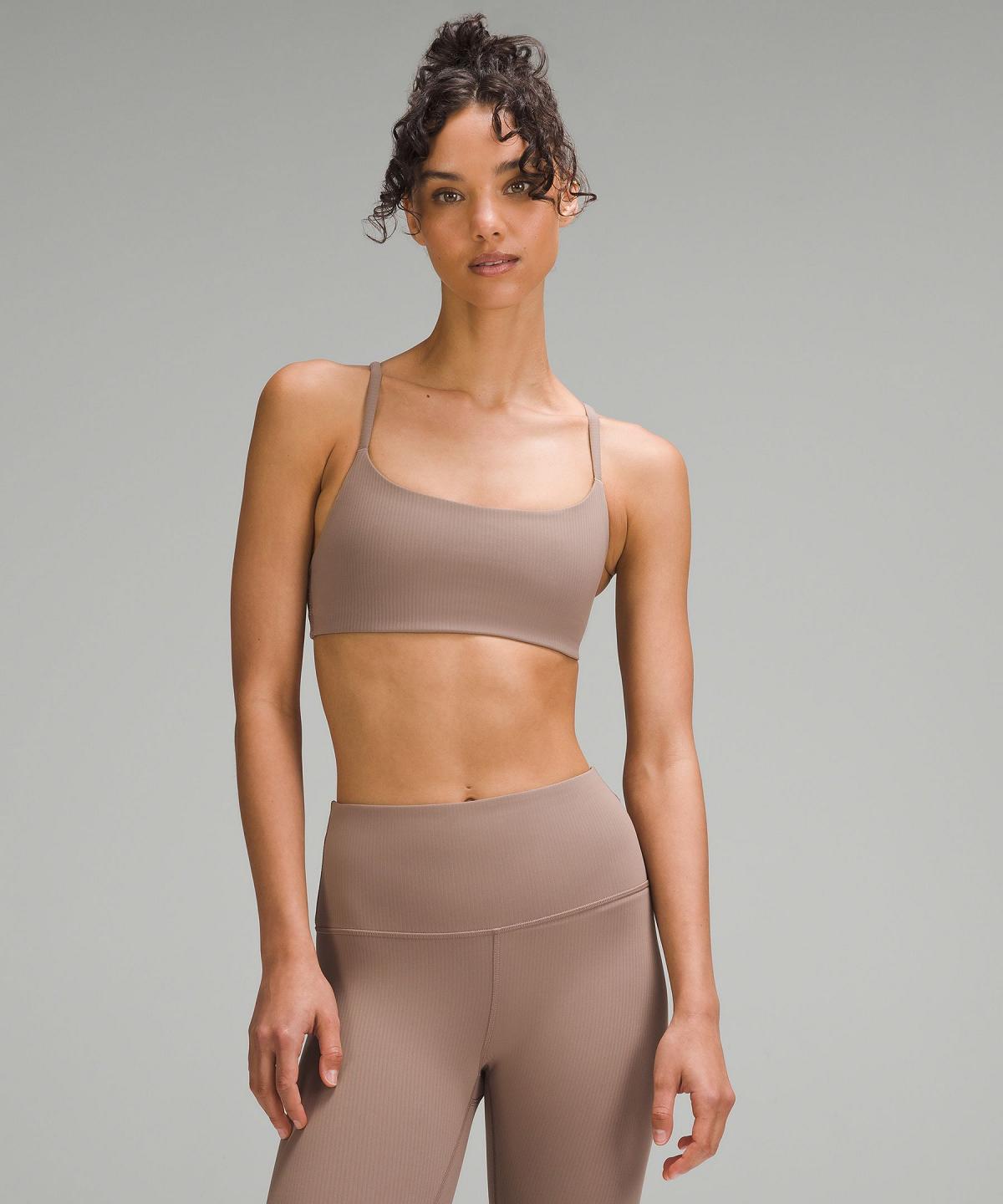 Soutien Gorge Sport Lululemon Wunder Train Strappy Racer Ribbed Femme Marron | FR_LuLu11457