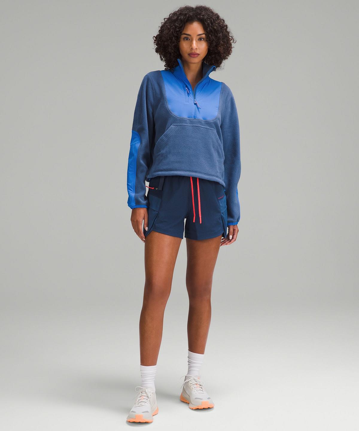 Sweats À Capuche Et Sweatshirts Lululemon Fleece + Ripstop Hiking Pullover Femme Bleu | FR_LuLu31012