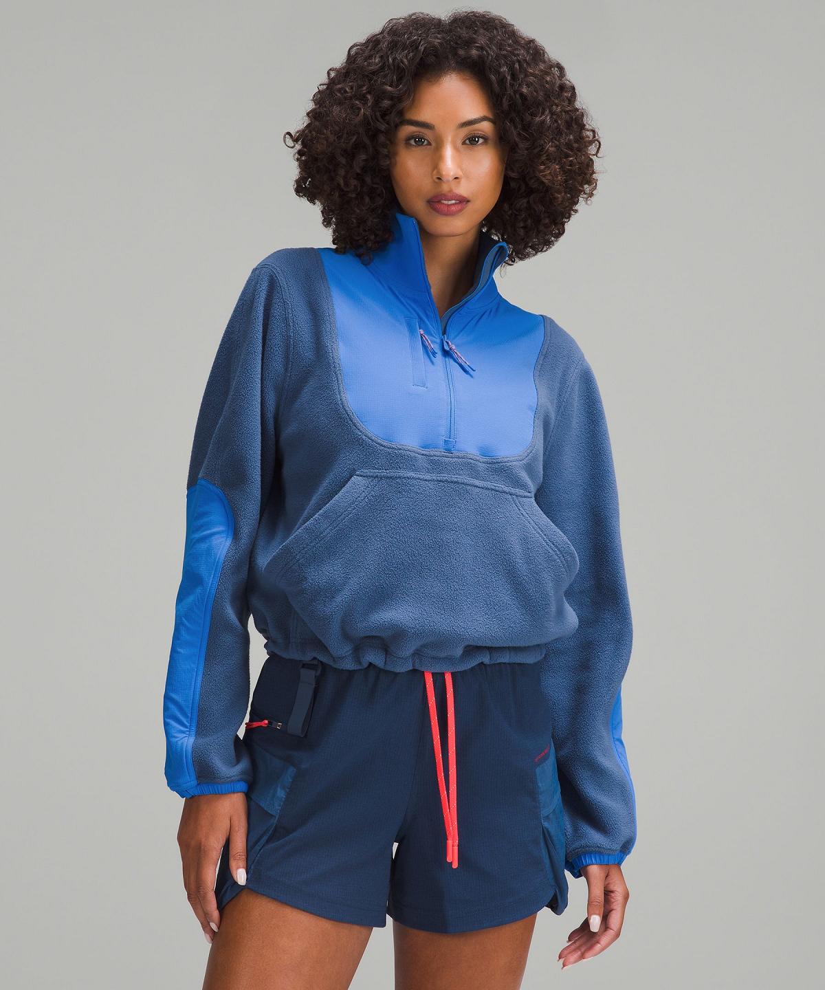 Sweats À Capuche Et Sweatshirts Lululemon Fleece + Ripstop Hiking Pullover Femme Bleu | FR_LuLu31012