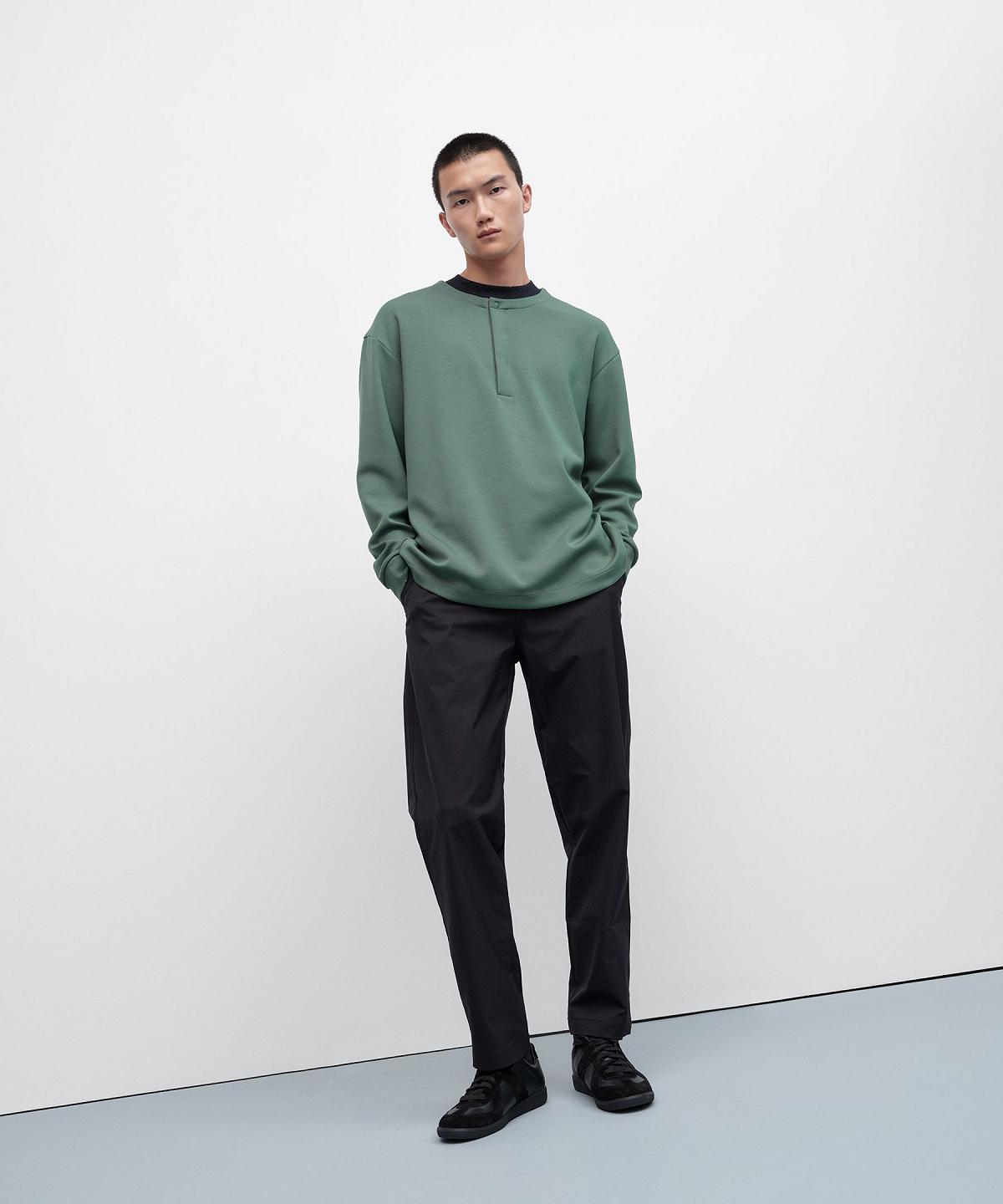 Sweats À Capuche Et Sweatshirts Lululemon Softstreme Oversized-Fit Long-Sleeve Henley Homme Vert | FR_LuLu80840