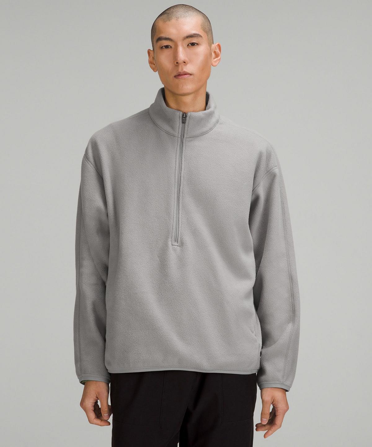 Sweats À Capuche Et Sweatshirts Lululemon Oversized Fleece Half Zip Homme Grise | FR_LuLu19564