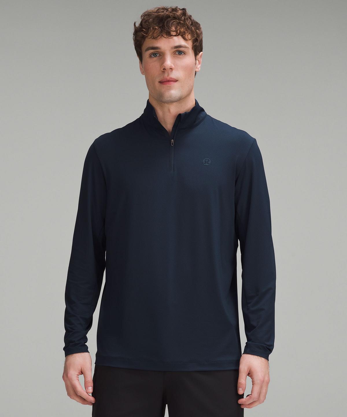 Sweats À Capuche Et Sweatshirts Lululemon Long-Sleeve Golf Half Zip Homme Bleu Marine | FR_LuLu82420