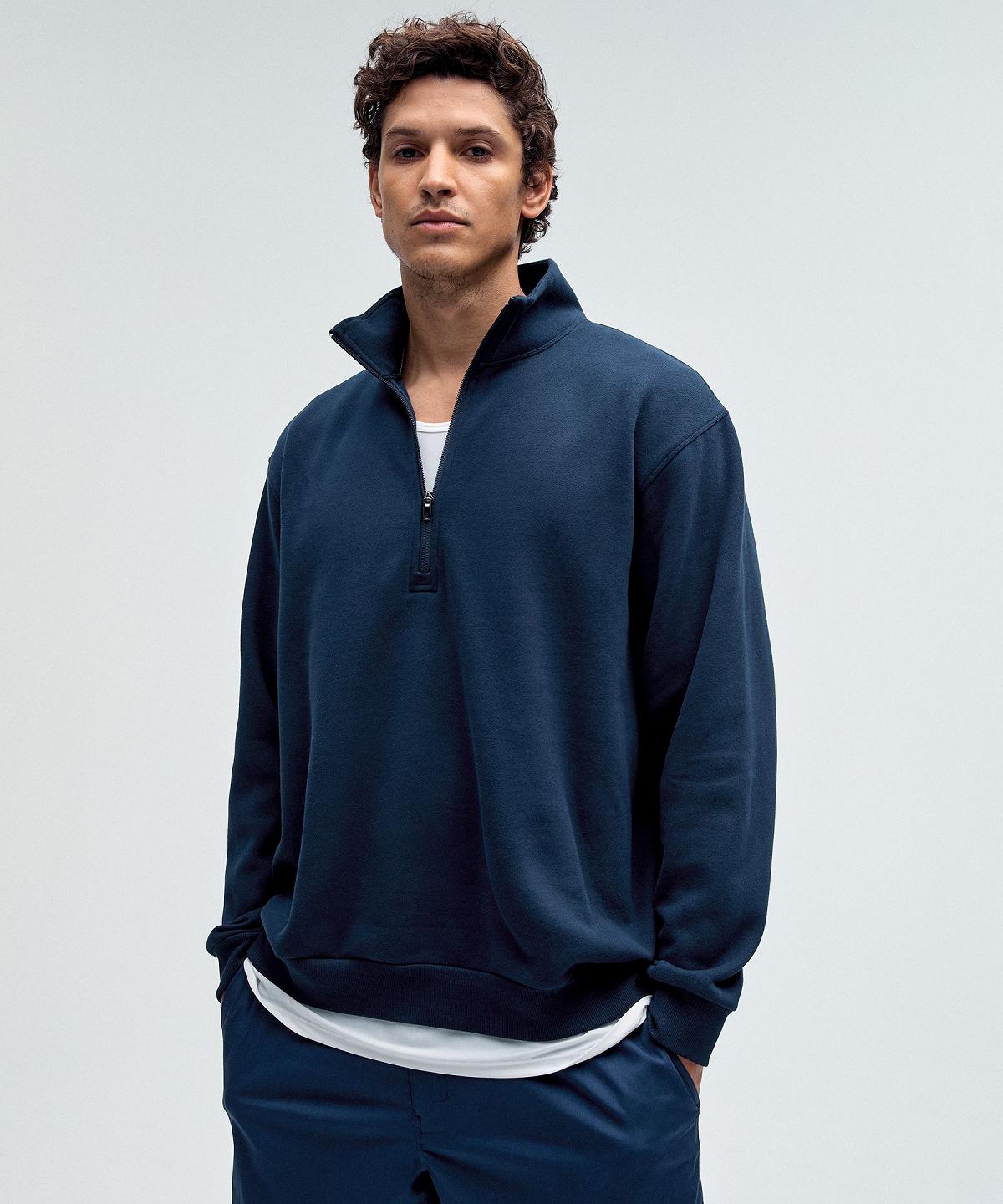 Sweats À Capuche Et Sweatshirts Lululemon Steady State Half Zip Homme Bleu Marine | FR_LuLu26843