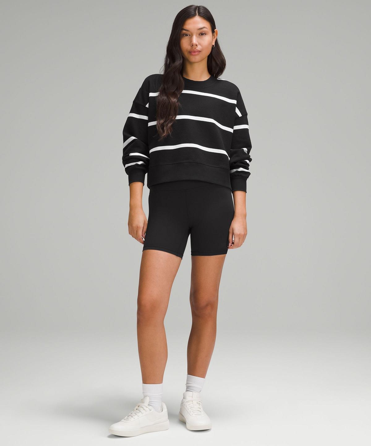 Sweats À Capuche Et Sweatshirts Lululemon Perfectly Oversized Cropped Crew Femme Stripes Noir Blanche | FR_LuLu26032