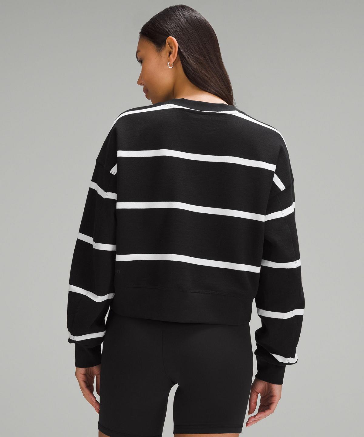 Sweats À Capuche Et Sweatshirts Lululemon Perfectly Oversized Cropped Crew Femme Stripes Noir Blanche | FR_LuLu26032