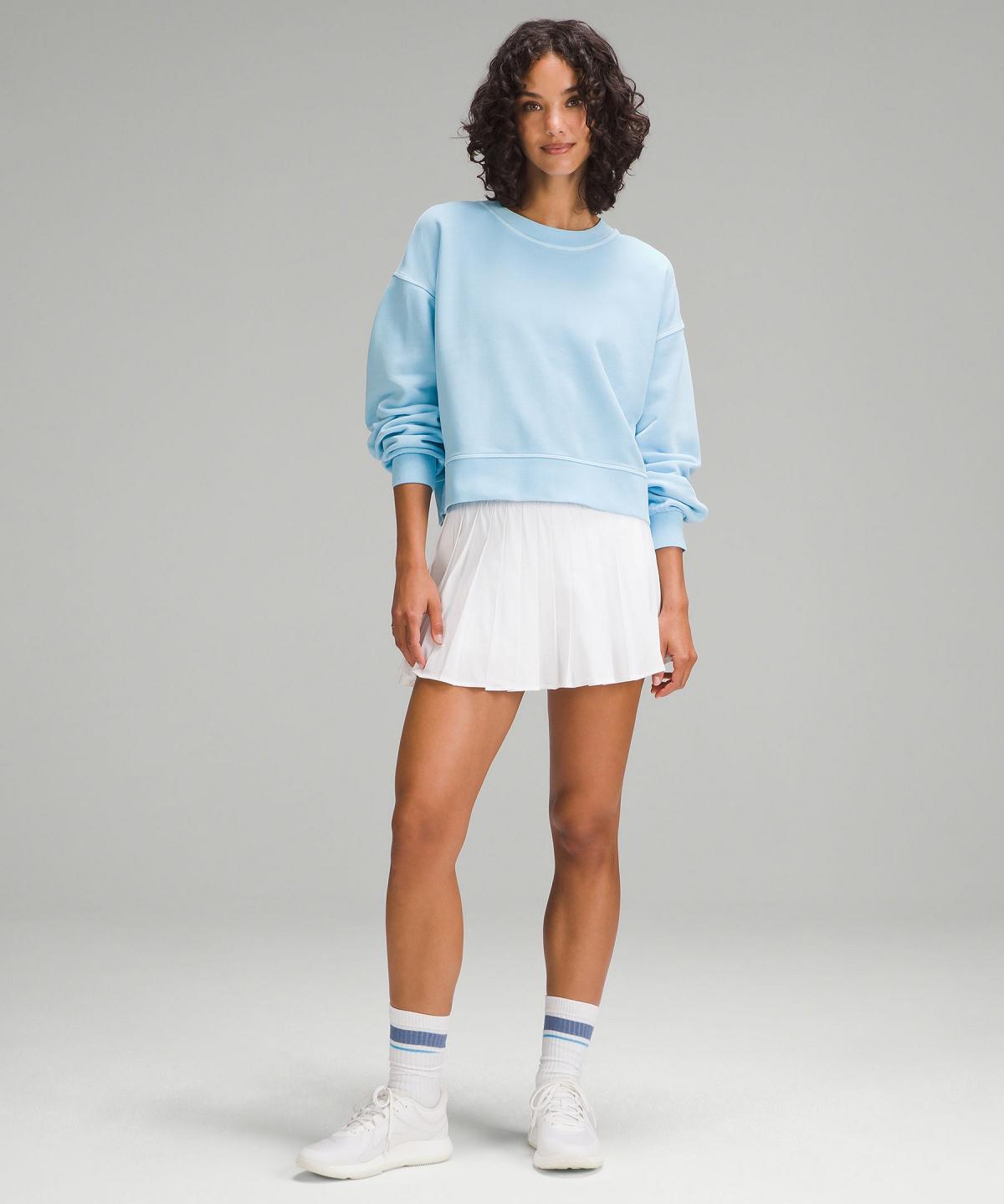 Sweats À Capuche Et Sweatshirts Lululemon Perfectly Oversized Cropped Crew Femme Bleu | FR_LuLu30467