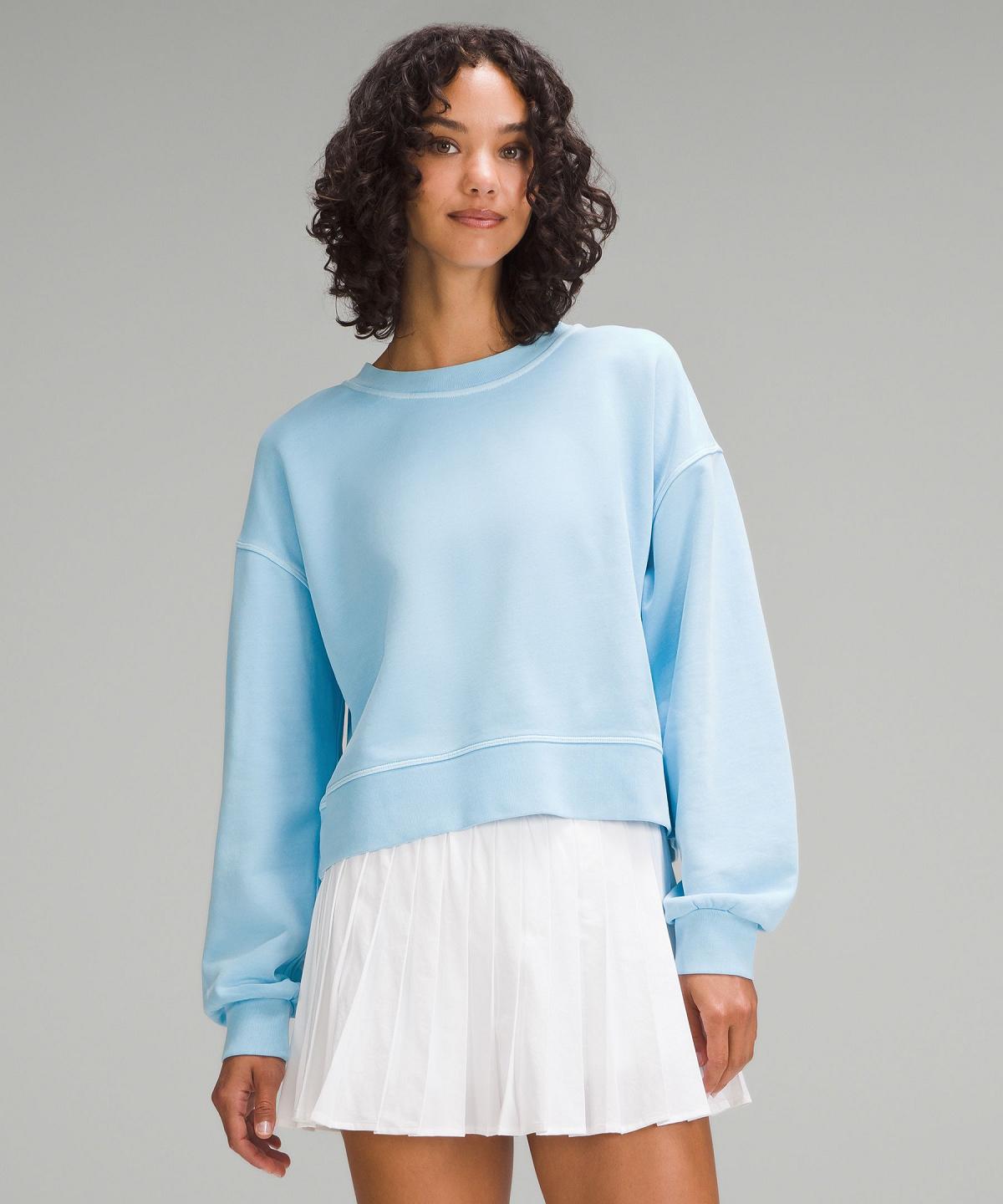 Sweats À Capuche Et Sweatshirts Lululemon Perfectly Oversized Cropped Crew Femme Bleu | FR_LuLu30467