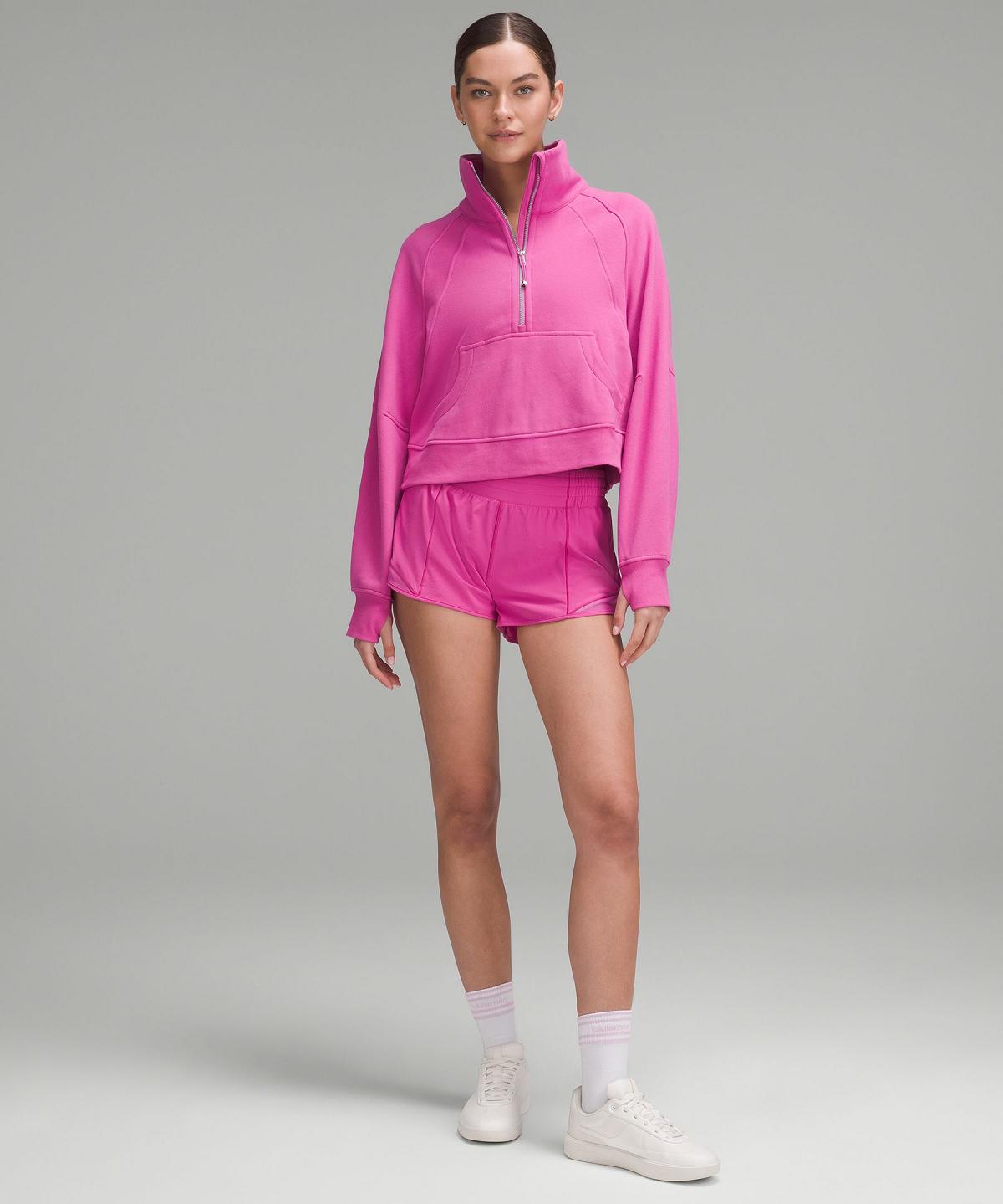 Sweats À Capuche Et Sweatshirts Lululemon Scuba Oversized Funnel-Neck Half Zip Femme Rose | FR_LuLu71113