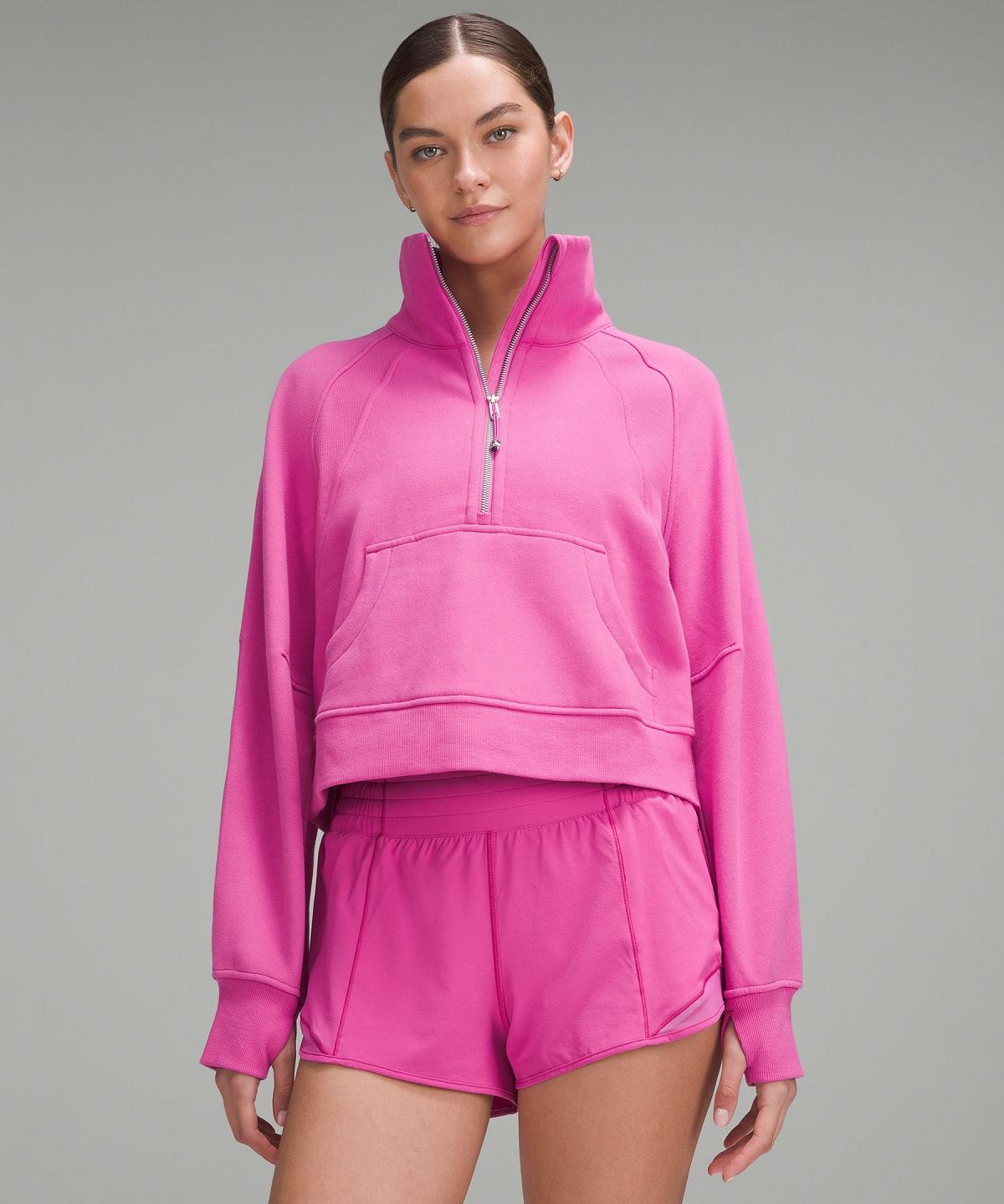 Sweats À Capuche Et Sweatshirts Lululemon Scuba Oversized Funnel-Neck Half Zip Femme Rose | FR_LuLu71113