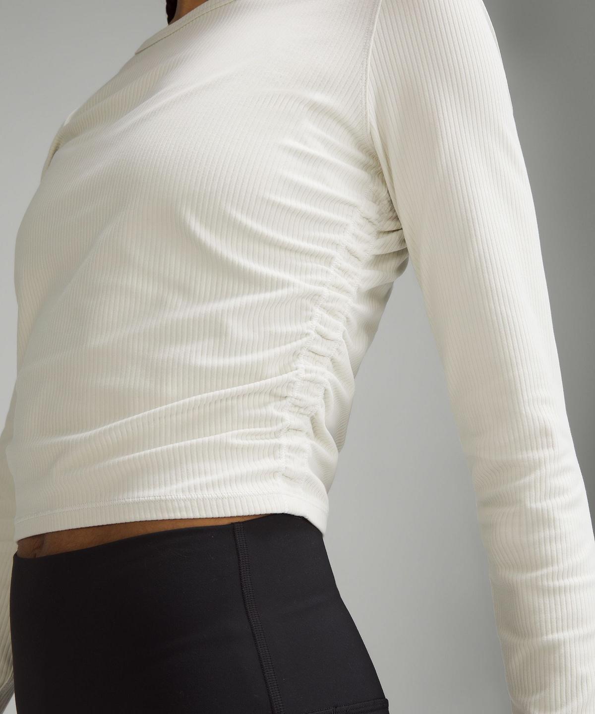 T Shirts Lululemon All It Takes Ribbed Nulu Long-Sleeve Femme Blanche | FR_LuLu26825