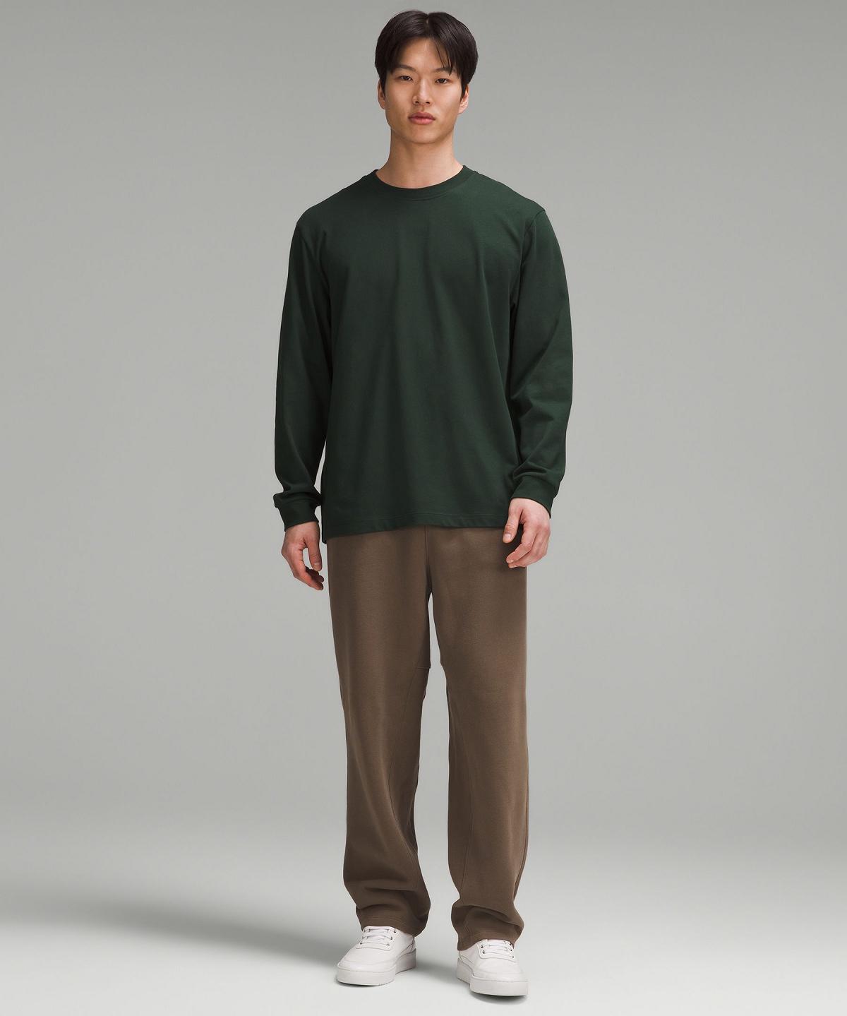 T Shirts Lululemon Heavyweight Cotton Jersey Long-Sleeve Homme Vert | FR_LuLu32656