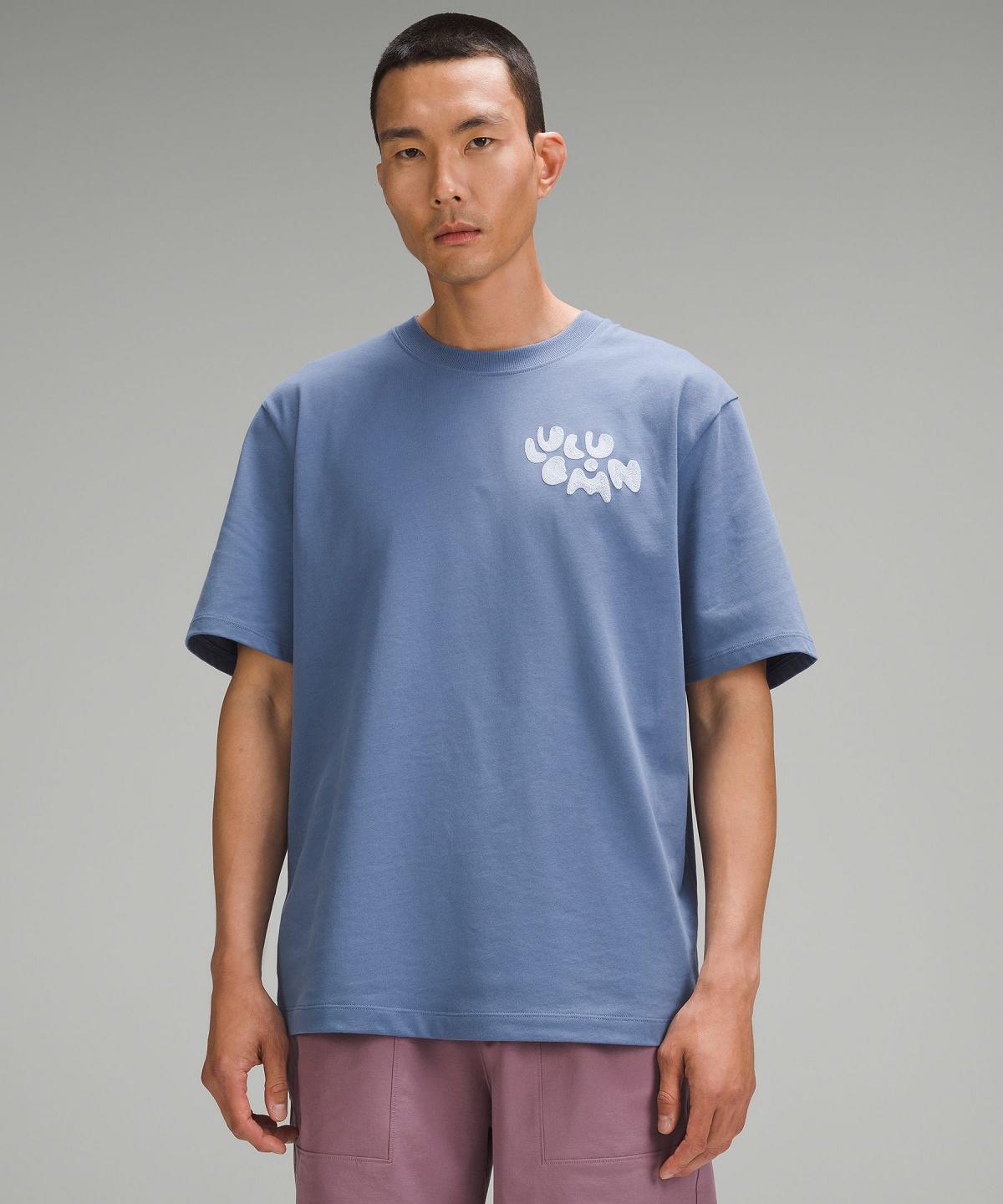 T Shirts Lululemon Heavyweight Cotton Jersey Homme Bleu | FR_LuLu82348