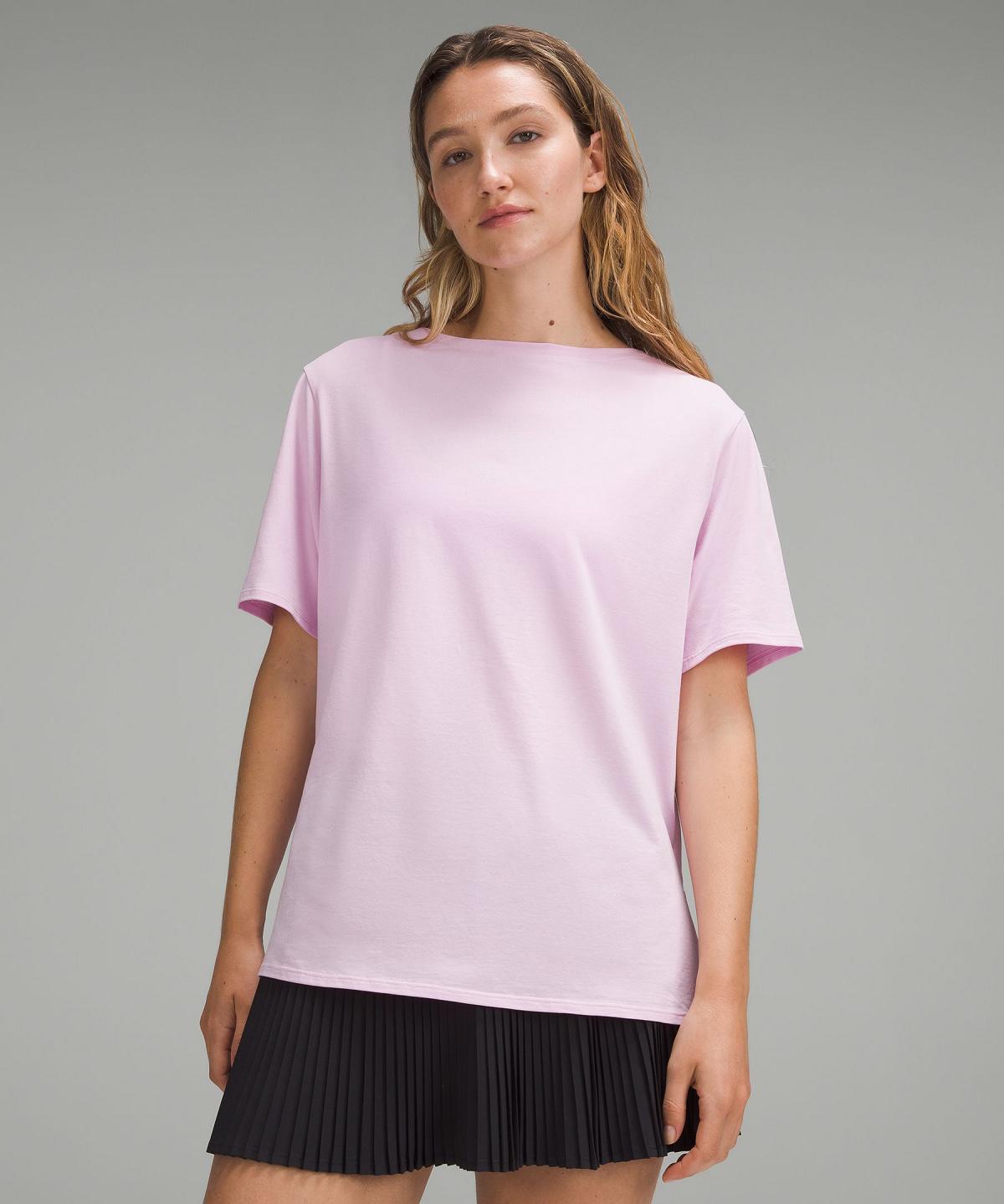 T Shirts Lululemon Relaxed-Fit Boatneck Femme Rose | FR_LuLu15753