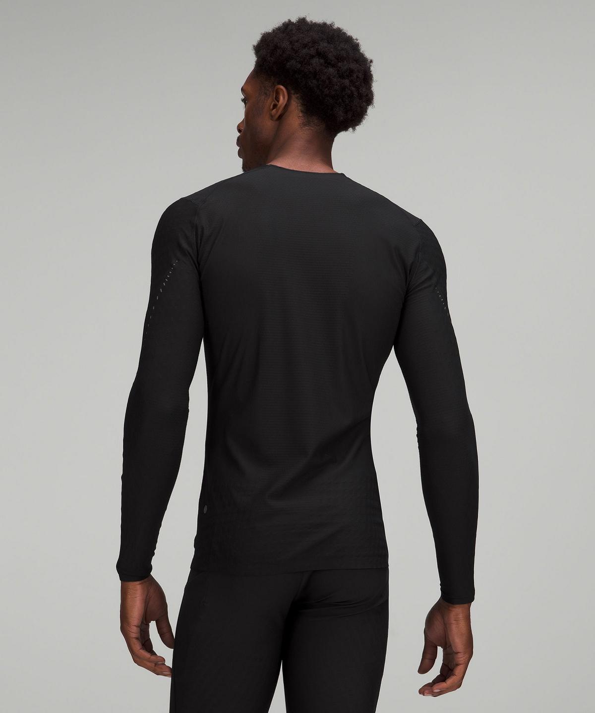 T Shirts Lululemon SenseKnit Running Long-Sleeve Homme Noir | FR_LuLu76521