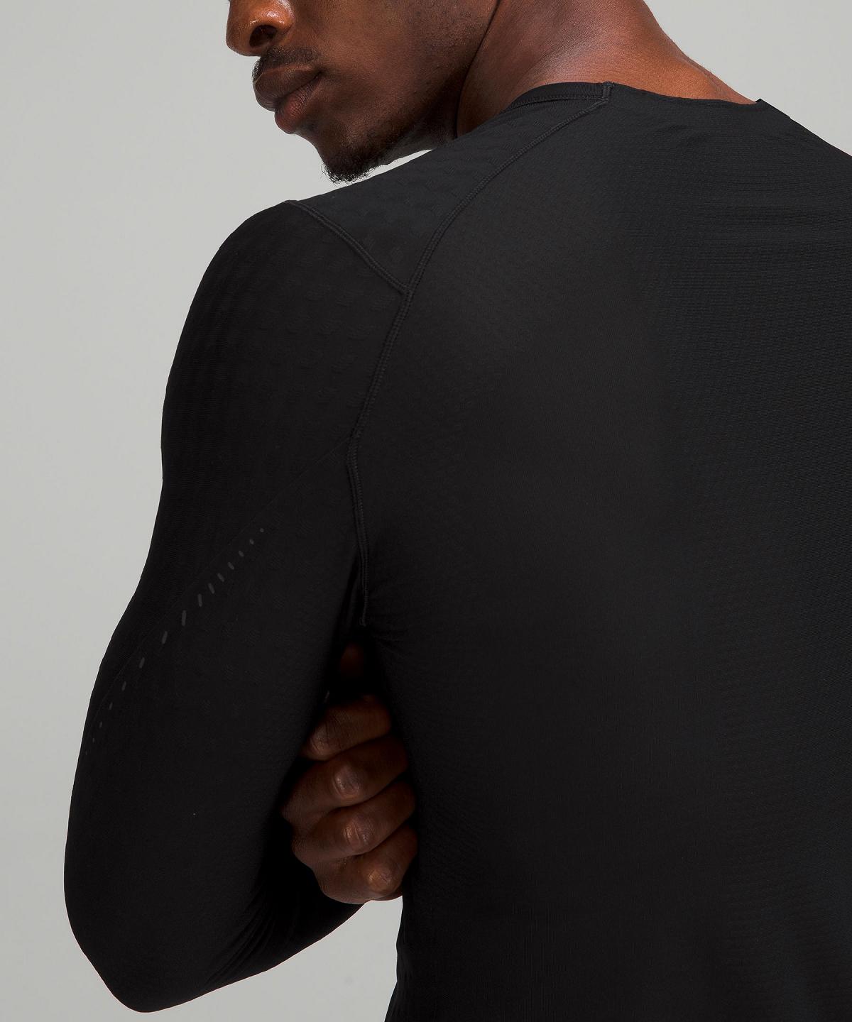 T Shirts Lululemon SenseKnit Running Long-Sleeve Homme Noir | FR_LuLu76521